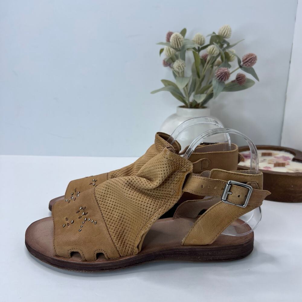 Miz Mooz Fifi Leather Studded Ankle-Strap Sandal Buckle Ton Women 41/10.5